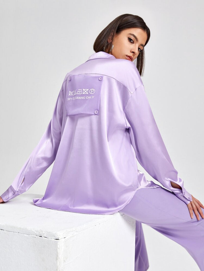 "Wash With Care" Satin Shirt